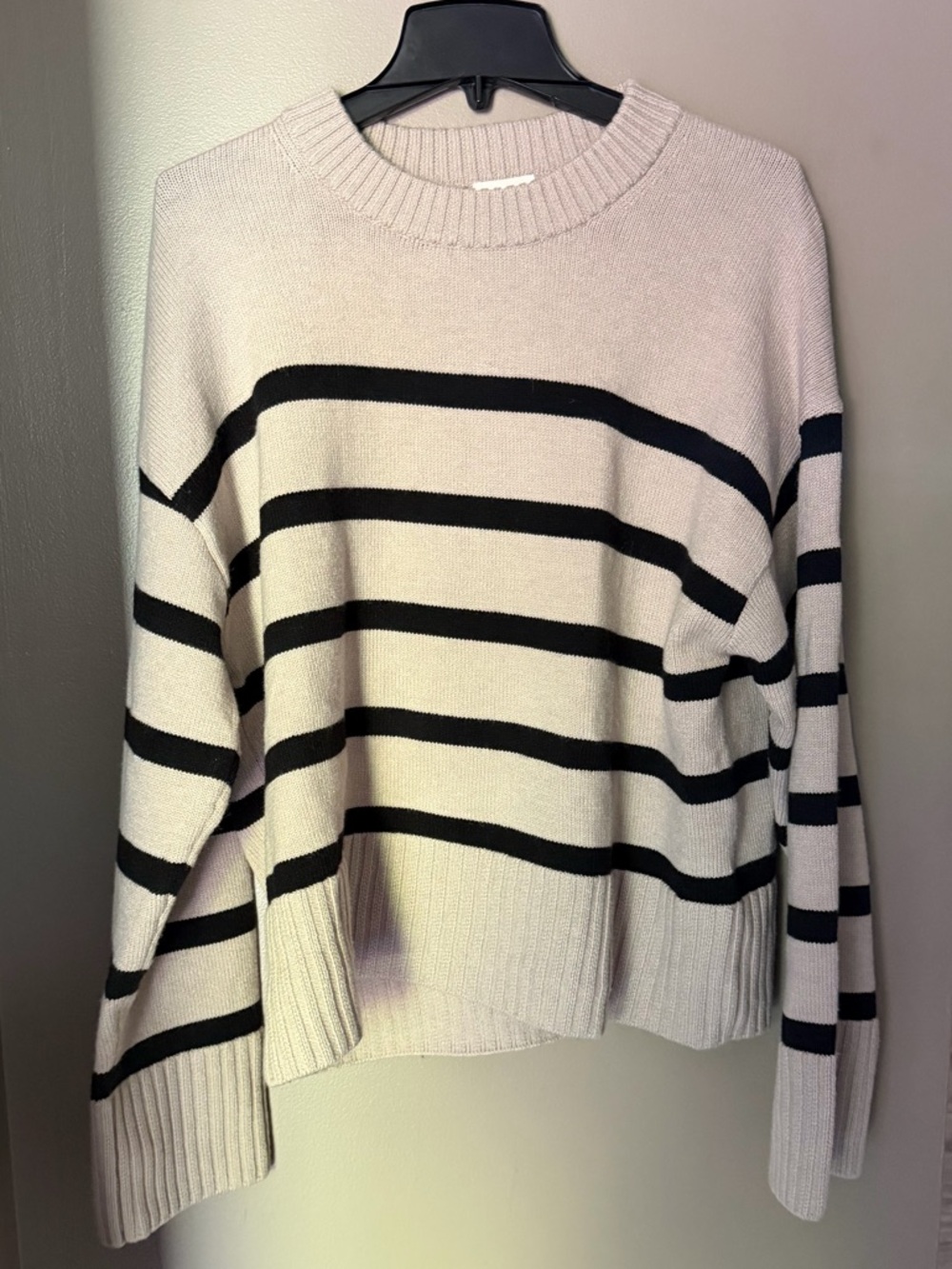 NWT H&M Cream & Black Striped Knit Sweater Women’s Large